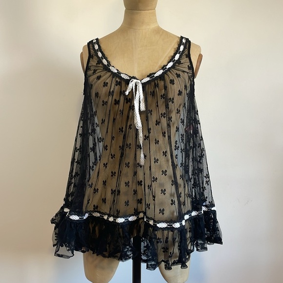 Y2K Agent Provocateur Nightie Alt SM Black Lace Romantic Bow Intimate Lingerie - Picture 1 of 16